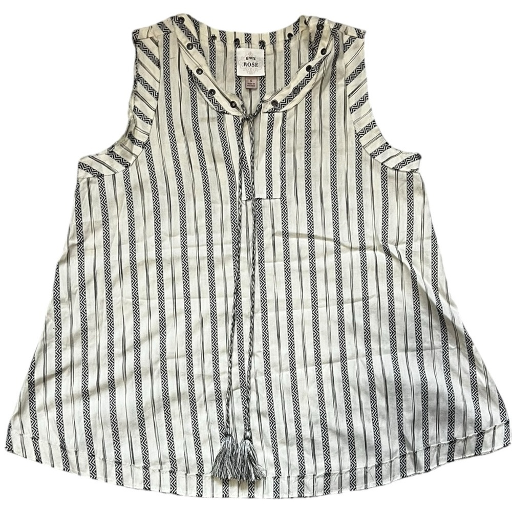 Knox Rose Black and White Patterned Top NWOT S